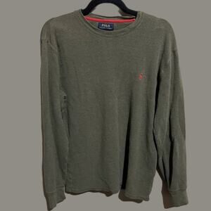 Polo Ralph Lauren Green Long Sleeve Waffle Knit Shirt Men size Large